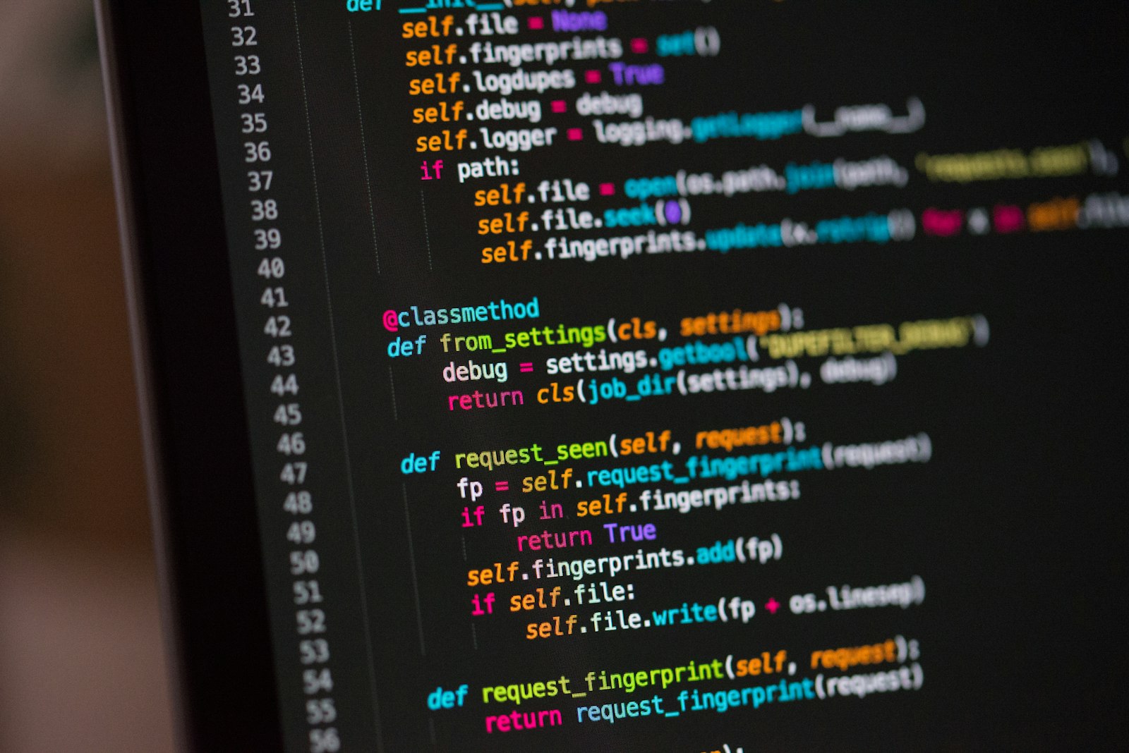Close-up of Python code on a dark screen
